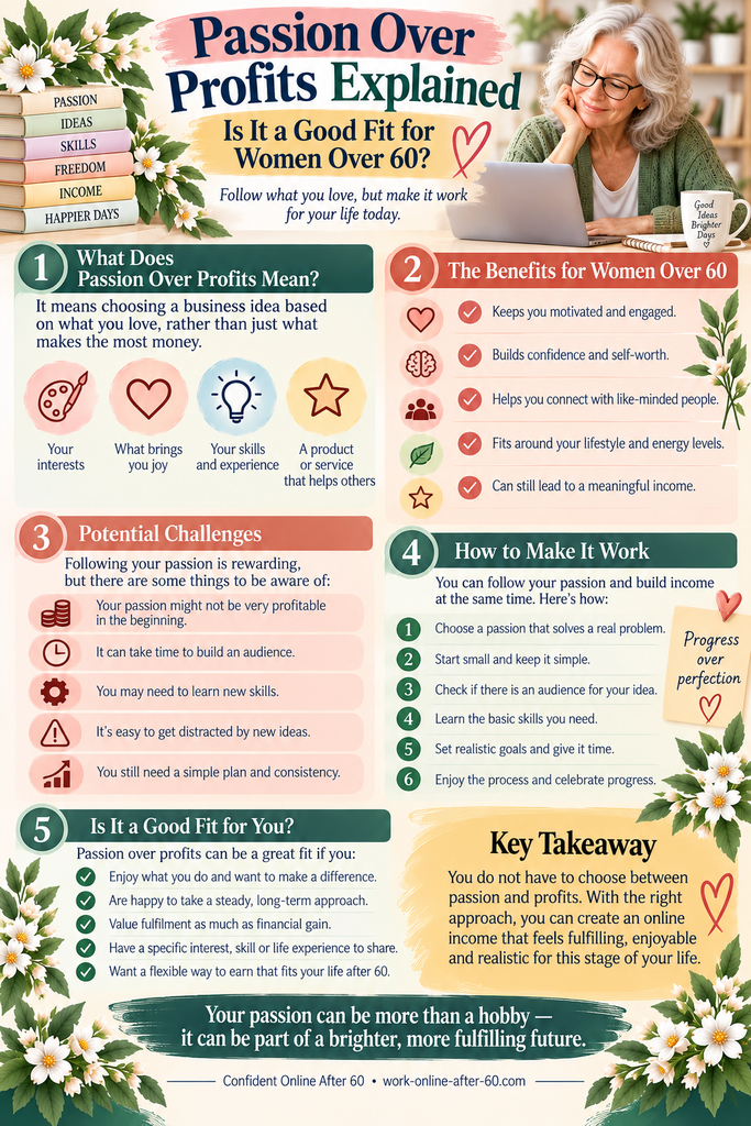 Passion over profit is a marketing and making money online for women over 60