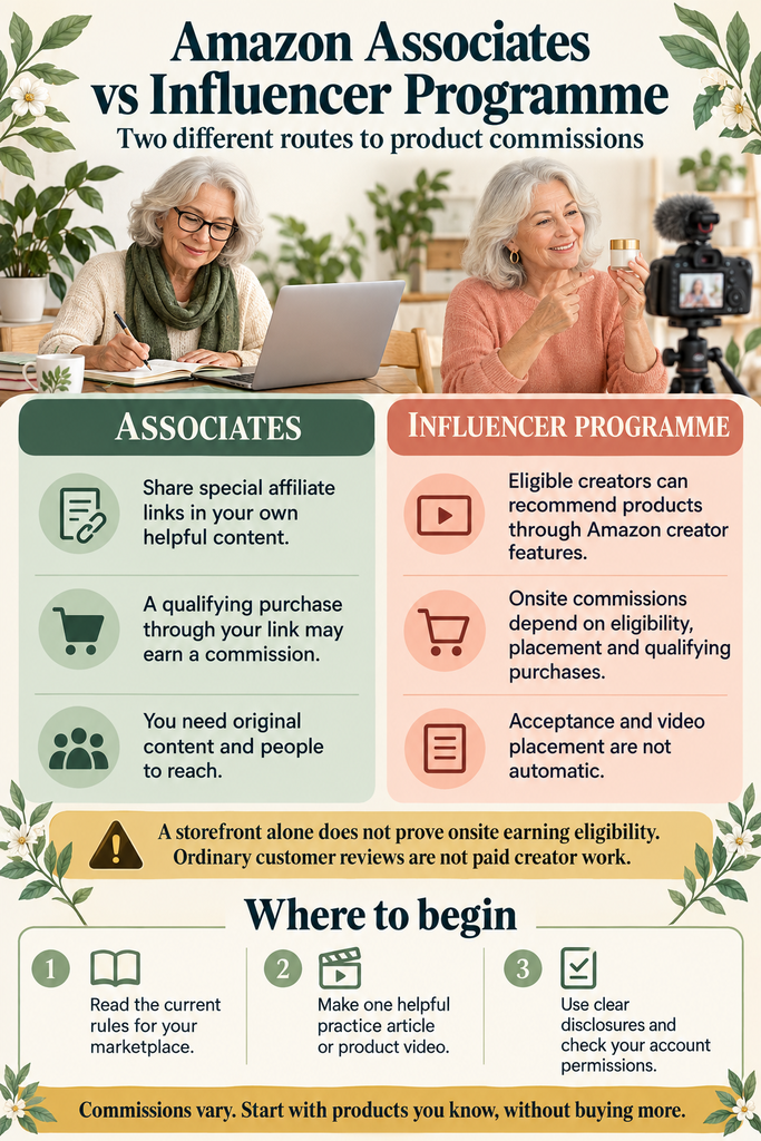 women over 60 explore the diference between Amazon Associate vs Indluencer Program