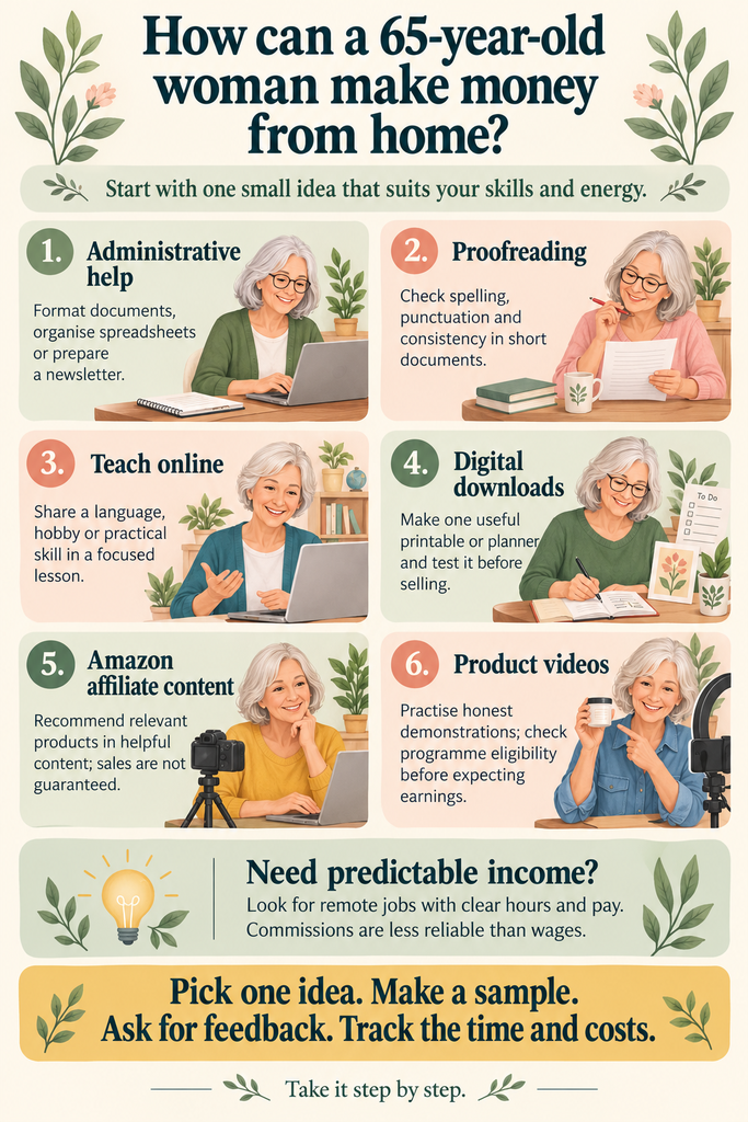 how women over 65 can make money from home