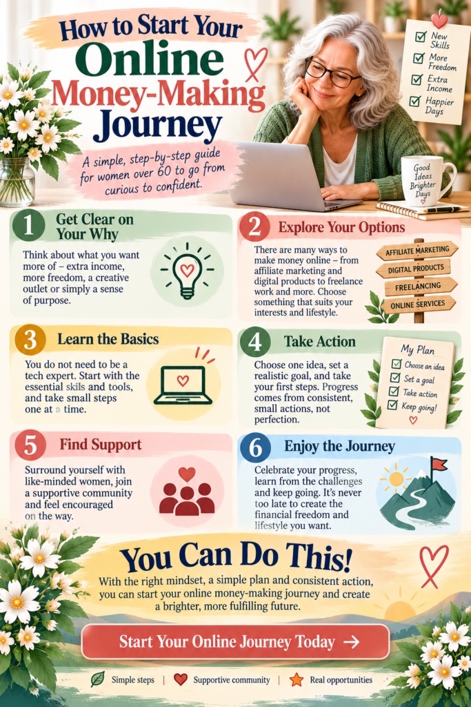 start online money making journey with Passion over profit marketing and making money online for women over 60